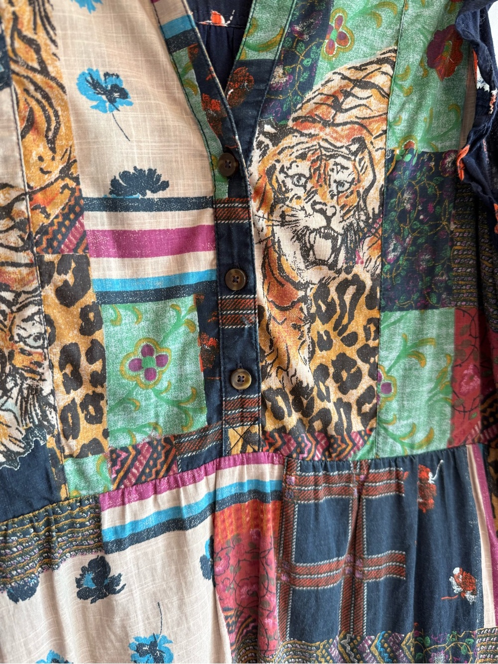 Anthropologie Pilcro Patchwork Multicolor Sleeveless Tiered Dress Size Medium - Picture 5 of 11